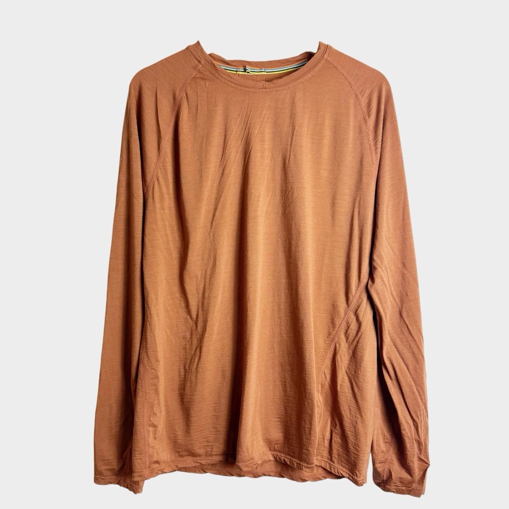 Smartwool L Orange Performance Long Sleeve Shirt Merino Wool Blend Base Layer